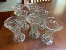 Depression Glass Clear Vases X 7 Each