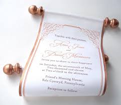 Calligraphy Wedding Invitation Bronze Fabric Scroll Invitation