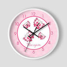 Pink Erfly 10 Inch Wall Clock