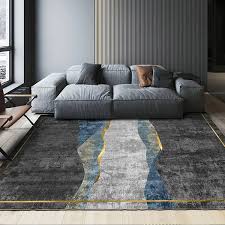 homary modern abstract gray and gold rug polyester rectangle 5 x 7 living room area rug