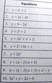 Answer Equations 1 Y X 2 2 Y 2x
