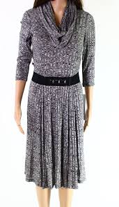Details About Signature By Robbie Bee New Gray Womens Medium Pm Petite Sweater Dress 79 157