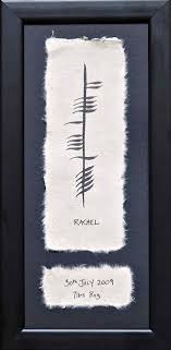 baby name date weight in ogham writing