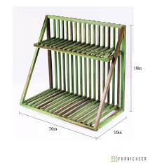 Olive Green Solid Wood Dish Drainer