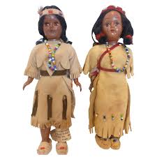 Buckskin & cloth clothing access: Vintage Native American Indian Dolls In Beaded Deerskin Clothes Historique Ruby Lane