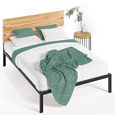 zinus paul metal and wood platform bed
