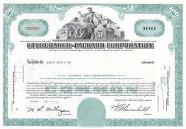 Studebaker Packard Corp Stock Certificate Green
