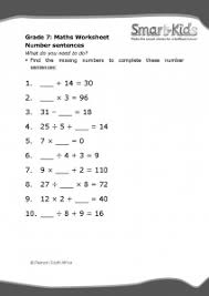 All the very best to. Grade 7 Maths Worksheet Number Sentences Smartkids
