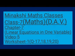 Dav Class 7 Maths Chapter 7 Linear