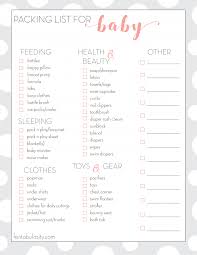 Baby Travel Checklist Free Printable For What To Pack For Babies