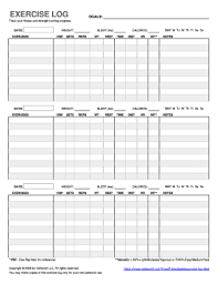 free printable exercise log forms and