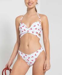 Marina West White Cherry Wrap Bikini Top Bottoms Women
