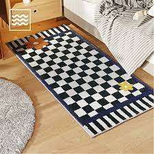 checkerboard carpet bedroom