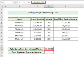excel formula to add margin to cost 4
