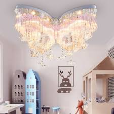 Butterfly Led Chandelier Girls Bedroom Hanging Crystal Flush Mount Light Fixture Ebay