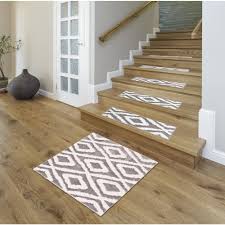 sofihas meadow non slip stair rugs boho design 31x31 landing mat grey white