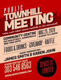 Town Hall Meeting Announcement Poster Flyer Design Template