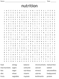 nutrition word search wordmint