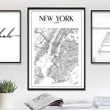 Map Of New York Nyc Wall Decor City Art