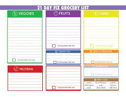21 Day Fix Meal Tracker And Grocery List Autumn Calabrese