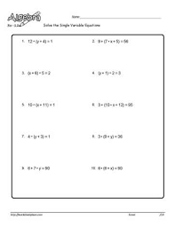 Single Variable Equation Worksheet 2