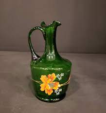 Vintage Czech Bohemian Green Glass