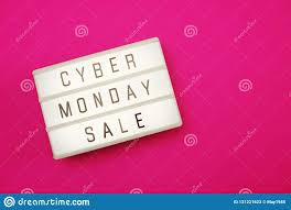 Cyber Monday Sale Flat Lay Top View On Pink Background Stock