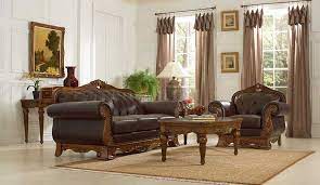 Brown Full Leather Classic Living Room