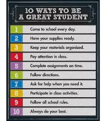 10 Ways To Be A Great Student Chart Classroom School