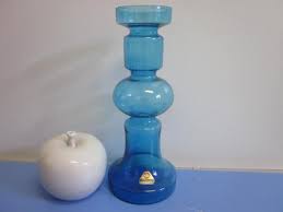 Tall Blue 70s Vase Friedrich Kristall