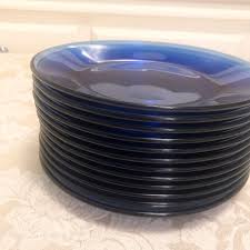 12 Cobalt Blue Glass Plates Beautiful