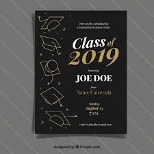 Free Graduation Invitation Template With Golden Style Svg