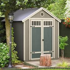 handy home s garden shed do it yourself 6 ft x 8 ft wood storage shed with galvanized metal roof and transom windows 48 sq ft gray