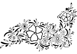 Wreath with black and white flowers and leaves vector image. Black And White Flowers Border Png Clipart World