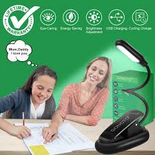 Book Light 2700k 5 Led Reading Light For Reading In Bed At Night Cri80 Eye Care 1 5w Small Clip Light Clip On Any Place 3 Brightness Rechargeable Book Reading Light For Books In