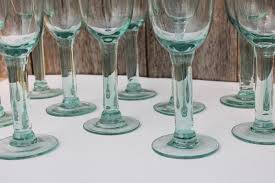 Hand Blown Recycled Glass Water Goblets