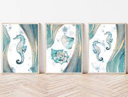 Nautical Wall Art Decor Marble Effect