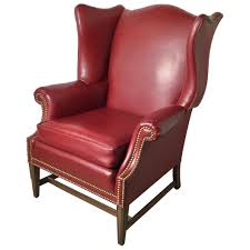 leather devon style wing chair with