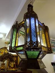 Antique Stained Glass Moroccan Lantern