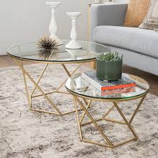 Piece Nesting Coffee Table Set Gold