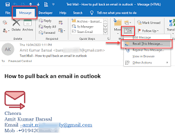 how to recall a message in outlook 365