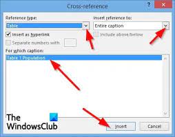 cross reference feature in word