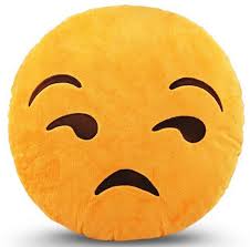 Cute Emoji Pillow Smiley Emoticon Yellow Round Cushion Sad