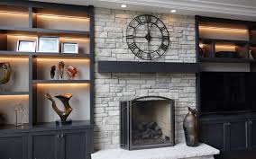 Brick Fireplace With Stone Veneer