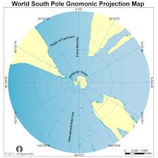 World South Pole Gnomonic Projection Map South Pole