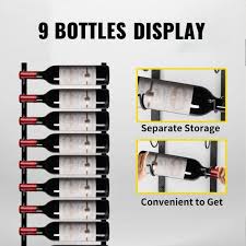 vevor wall mounted wine rack 9 bottles