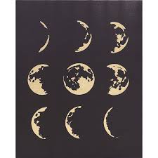 16x20 moon phases gold foil canvas wall