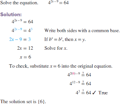 solve the exponential equation by using