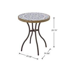 Stylewell Corinth Round Metal 25 In Outdoor Bistro Tile Table