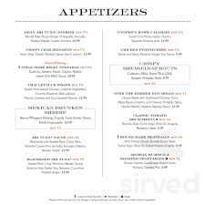 menu for cooper s hawk winery